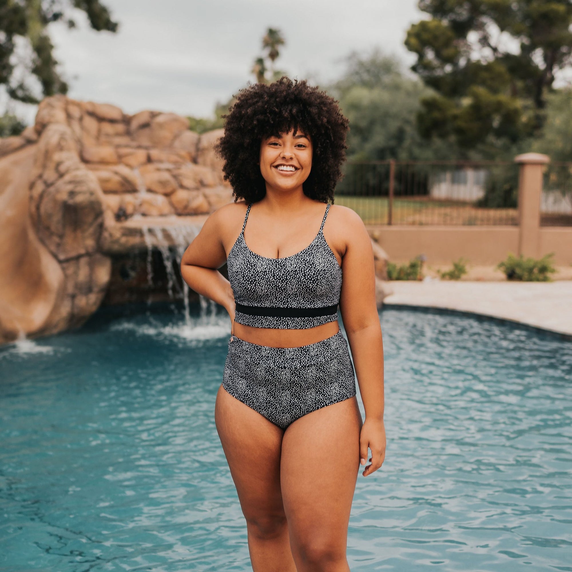 Page High Waisted Swim Bottoms - Black Dot - Senita Athletics