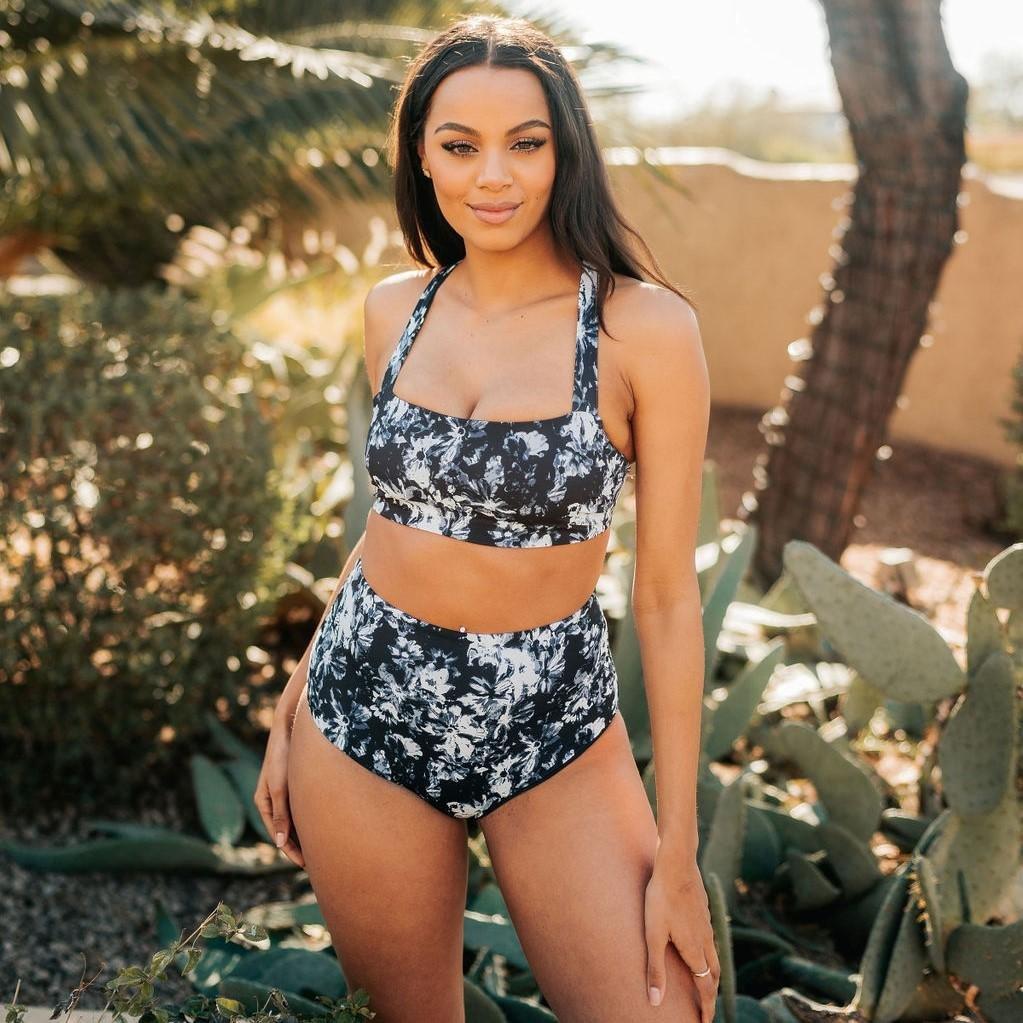 Page High Waisted Swim Bottoms - Botanical Navy - Senita Athletics