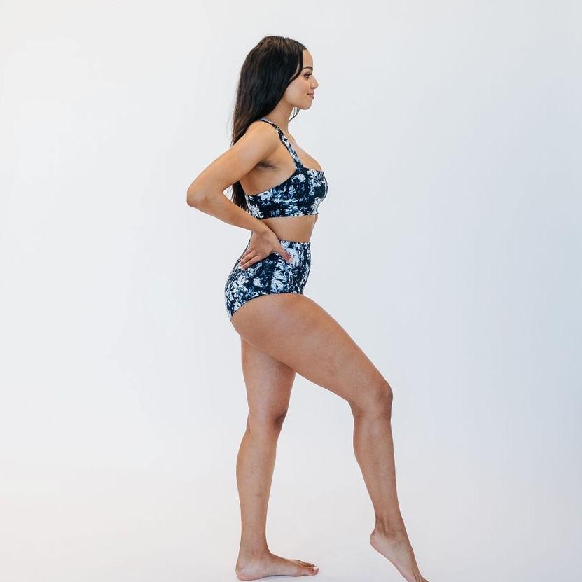 Page High Waisted Swim Bottoms - Botanical Navy - Senita Athletics