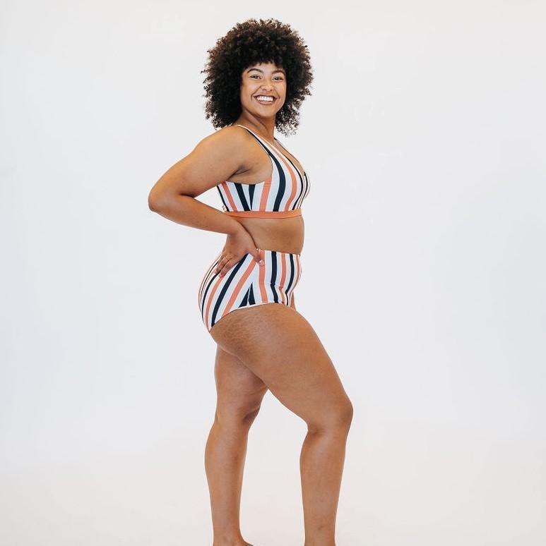 Page High Waisted Swim Bottoms - Dreamsicle Stripe - Senita Athletics