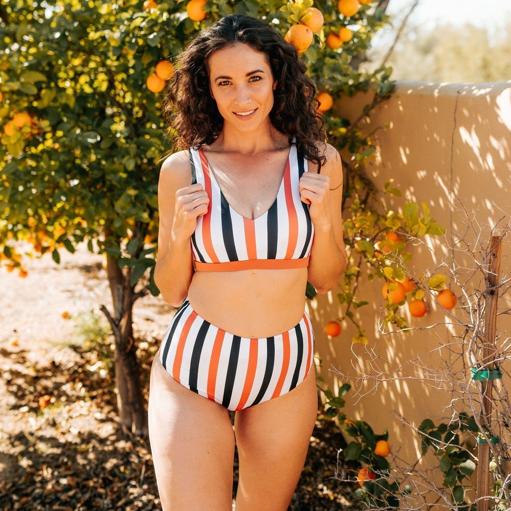 Page High Waisted Swim Bottoms - Dreamsicle Stripe - Senita Athletics