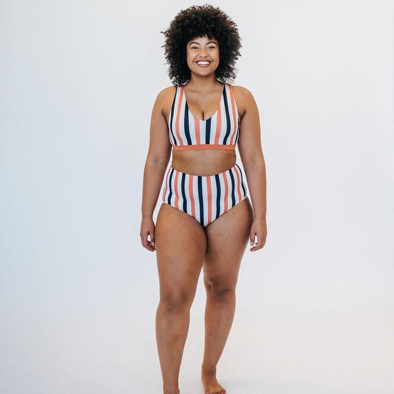 Page High Waisted Swim Bottoms - Dreamsicle Stripe - Senita Athletics