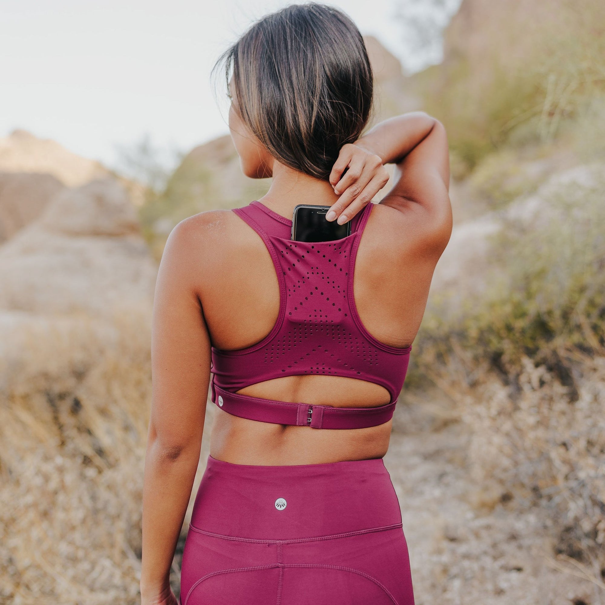 Perfect Pocket Sports Bra - Laser Cut Merlot - Senita Athletics