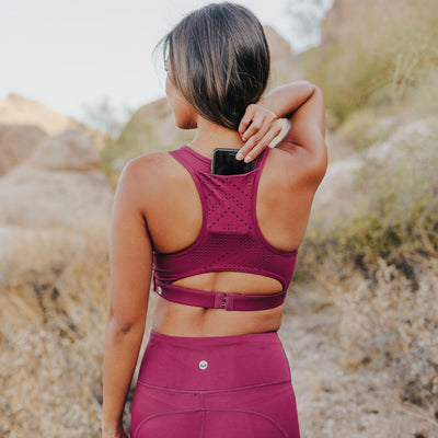 Perfect Pocket Sports Bra - Laser Cut Merlot - Senita Athletics