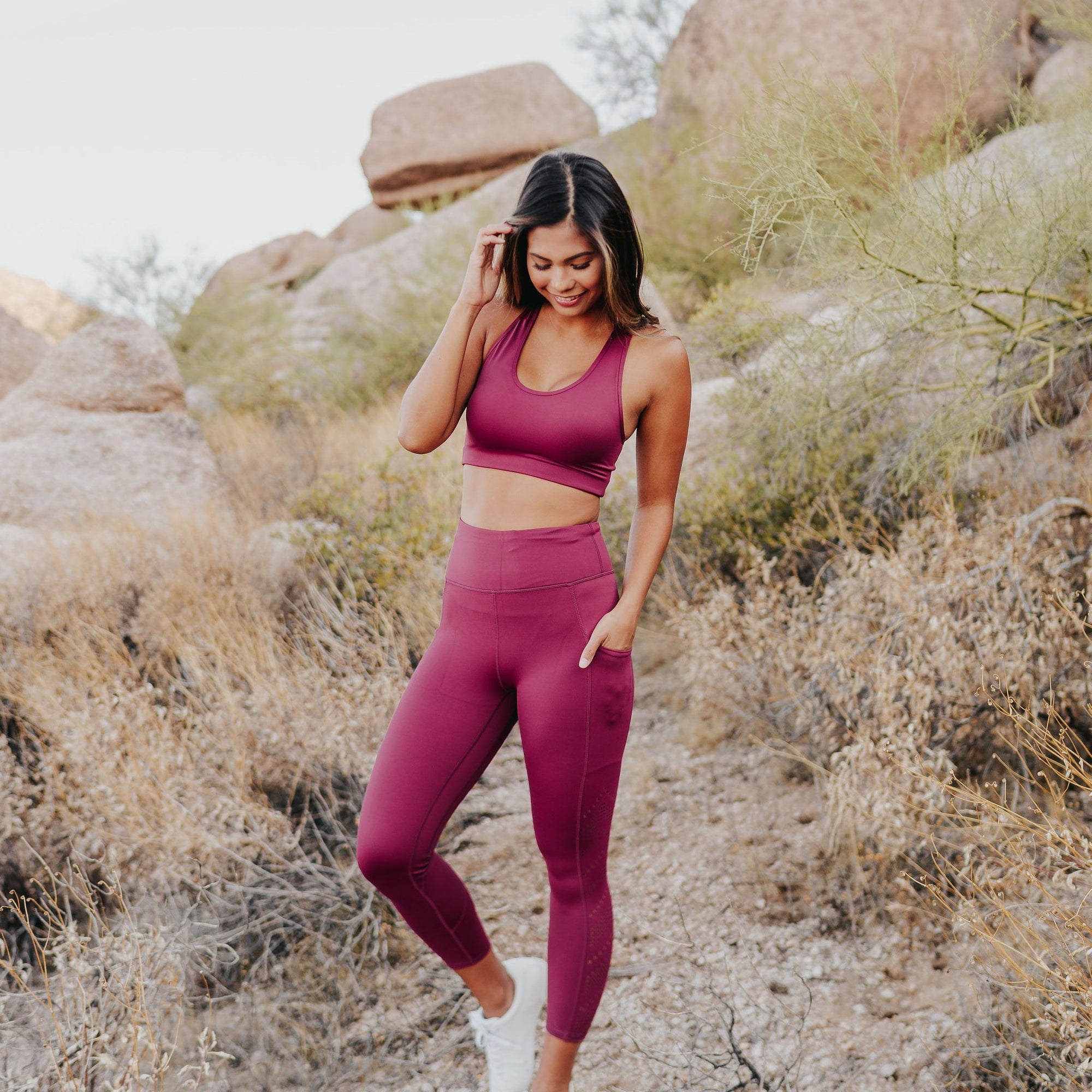 Perfect Pocket Sports Bra - Laser Cut Merlot - Senita Athletics