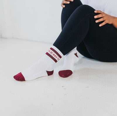 Senita Crew Socks - White/Mulberry - Senita Athletics