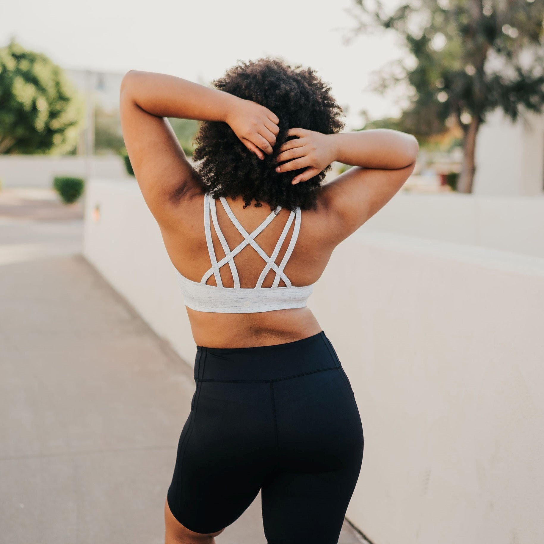 Strappy Sports Bra - Heathered White - Senita Athletics