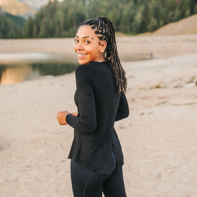 Tie Back Long Sleeve - Black - Senita Athletics