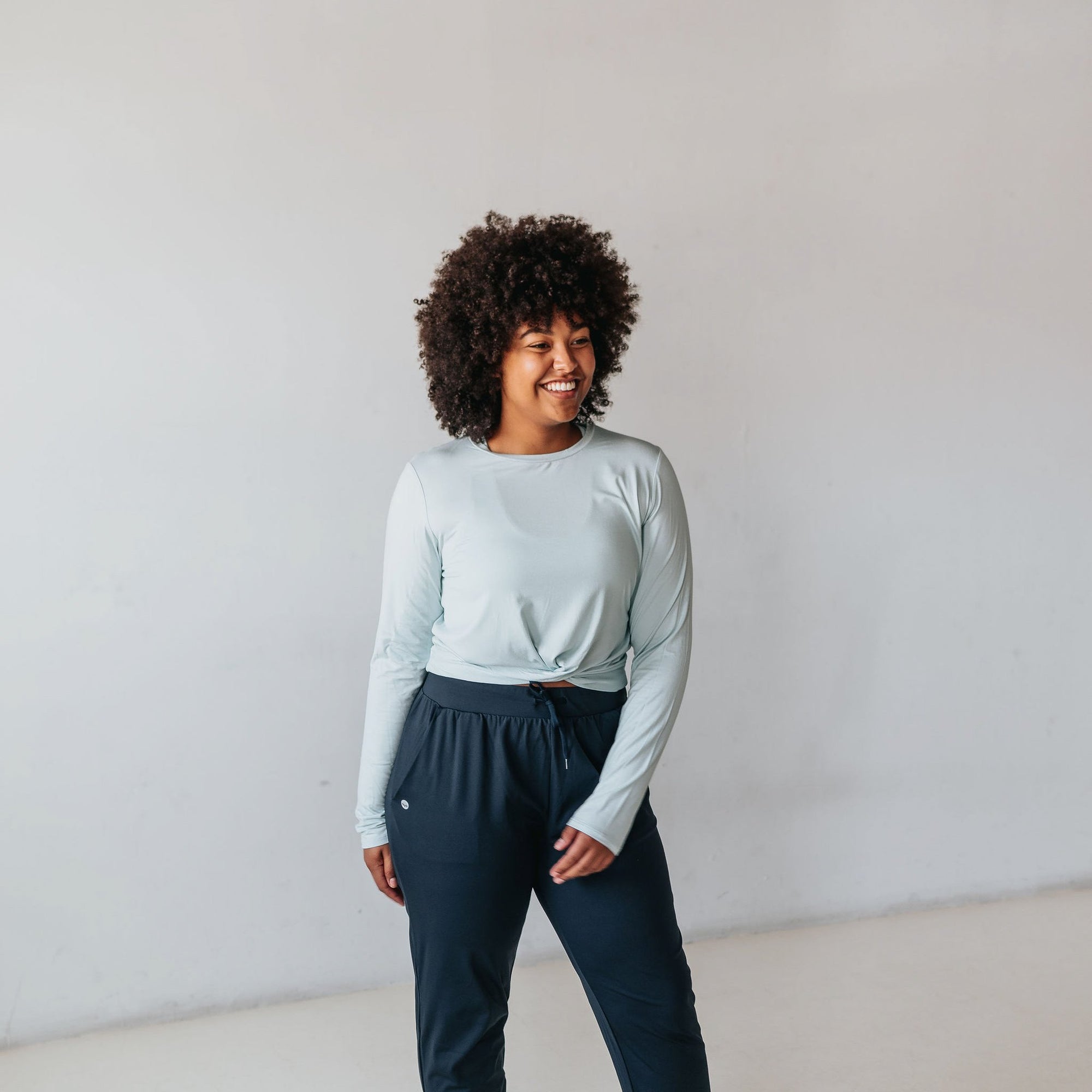 Twisted Cropped Long Sleeve - Powder Blue - Senita Athletics