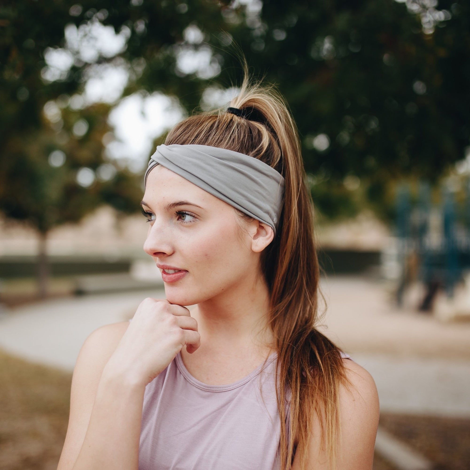 Twisted Headband - Gray - Senita Athletics
