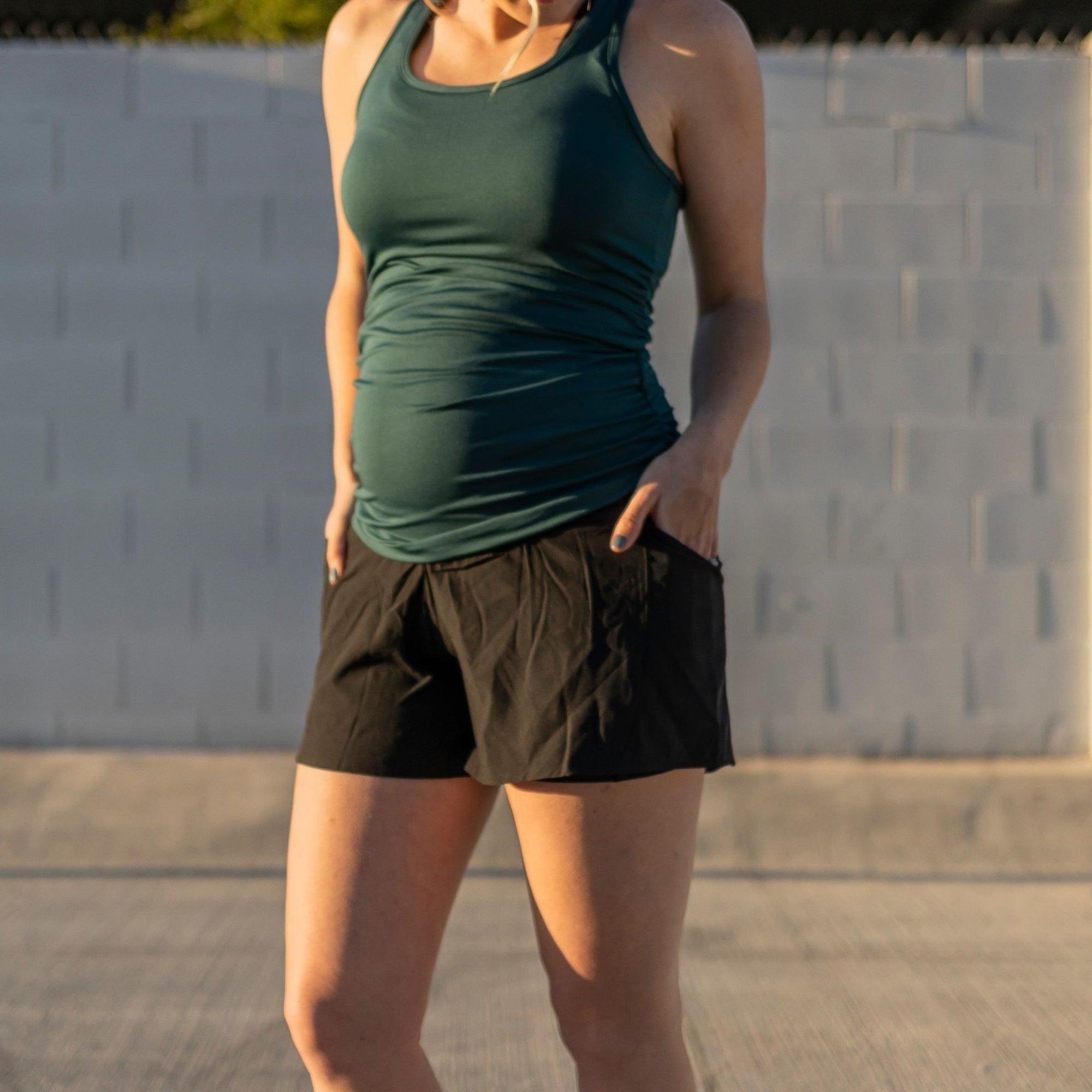 Under Panel Maternity Shorts - Black - Senita Athletics