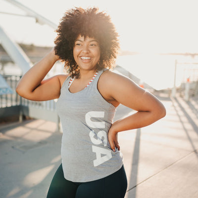 USA Racerback Tank - Gray - Senita Athletics