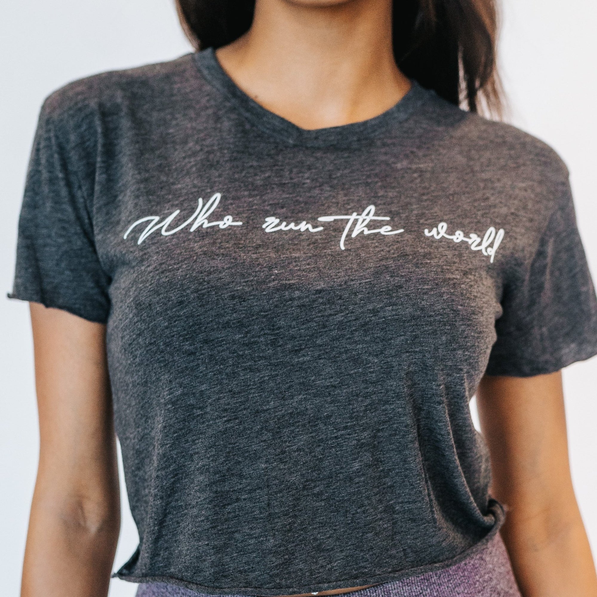 Who Run The World Crop Top - Gray - Senita Athletics